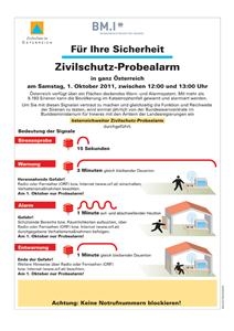 Zivilschutz-Probealarm in ganz österreich